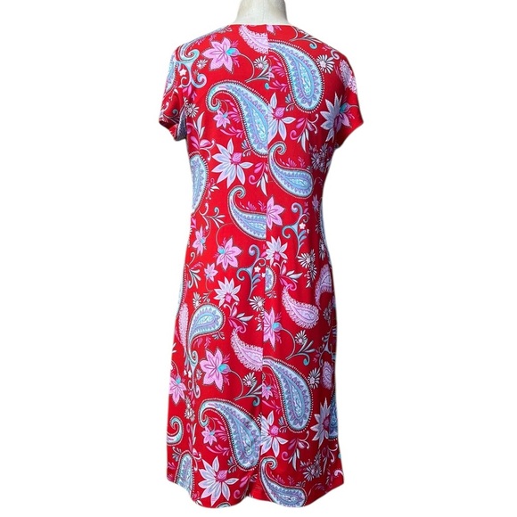 Shelby & Palmer 12 Red Faux Wrap Paisley Midi Dress - Picture 5 of 8